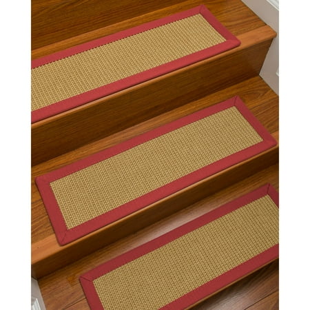 Custom Made Rugs Natural Area Rugs 100% Natural Fiber Devon, Sisal Beige, Handmade Custom Stair Treads Carpet Set Of 8 (9