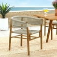 thumbnail image 2 of Dining Side Chair Armchair, Set of 2, Natural Brown, Teak Wood, Outdoor Patio Balcony Cafe Bistro Garden Hospitality Restaurant, Modern Contemporary, HB37075, 2 of 11