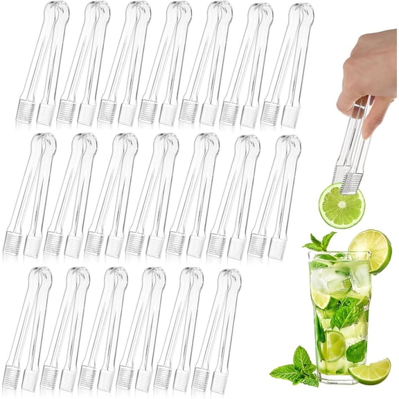20 PCS Plastic Serving Tongs, Disposable Plastic Tongs, Clear Kitchen Small Serving Utensils for Serving for Party Food Buffet Appetizer Salad Catering Ice, 6.3 Inches