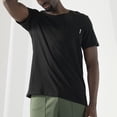 thumbnail image 5 of Sngxgn Men's V Neck Shirts Slim Fit Solid Short Sleeve T-Shirts Ribbed Soft Tees(Black,L), 5 of 7