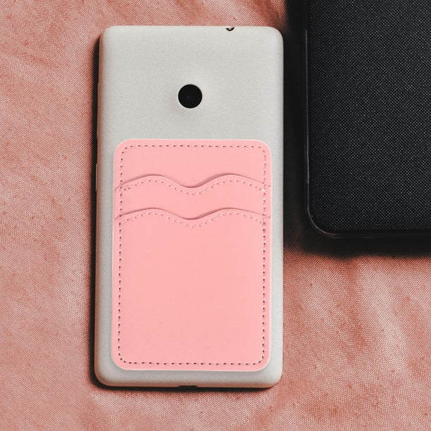 BESTYASH Portatarjetas Para Teléfono Adhesivo Rosa Con Delgado De Cuero Sintético Y Compatibilidad Universal