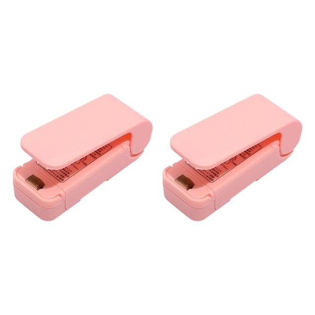 Mini Bag Sealer, 2 Pack Handheld Heat Sealer, 2 in 1 Portable Bag Resealer and Cutter, Battery Operated Plastic Bag Sealing Machine, Magnetic Kitchen Gadget for Snack and Food Storage Freshness