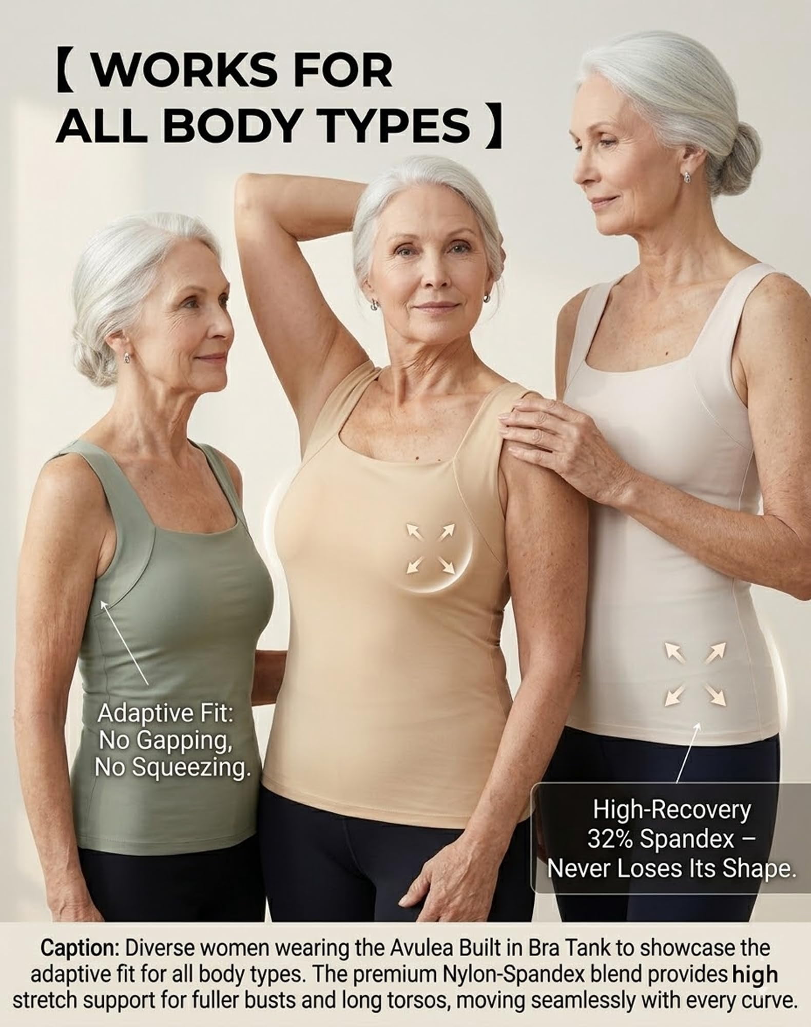 Avulea's Built in Comfort Bra Tanktop, Avulea Padded Tank Tops for Women with Support, Seamless Shaper Cami & Braless Tops
