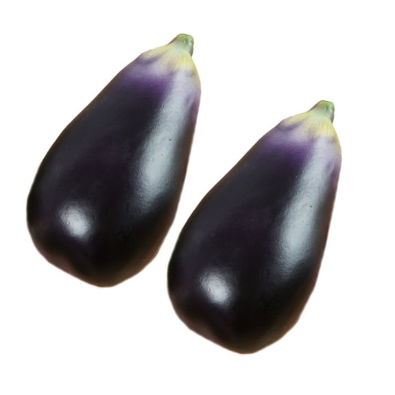 2pcs Simulation Eggplants Realistic PU Eggplants Artificial Simulated Aubergines Handmade Vegetable Photography Props