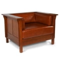 thumbnail image 2 of Crafters and Weavers Arts and Crafts Leather Panel Arm Chair in Russet Brown, 2 of 8
