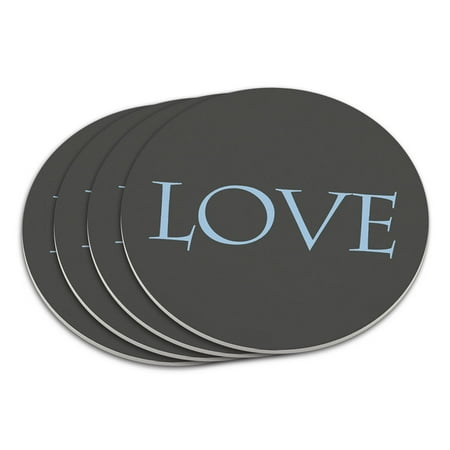 

Love Script Blue Gray Wedding Anniversary Coaster Set