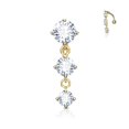 thumbnail image 3 of Belly Button Ring Reverse Design with Three Prong Set Round CZ Vertical Drop, 3 of 4