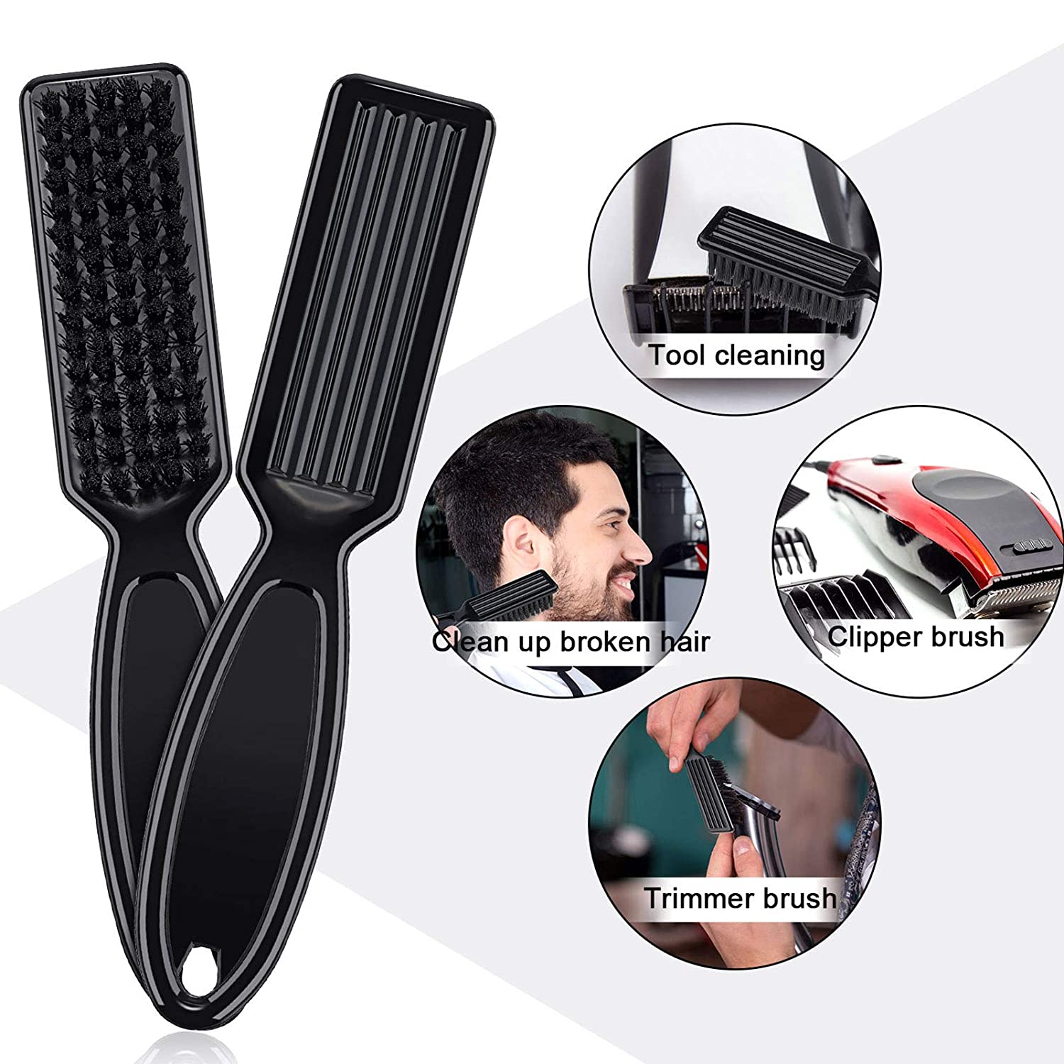 2 Pieces Barber Blade Cleaning Brush Hair Clipper Brush Nail Brush Tool for  Cleaning Clipper (Black)