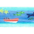 thumbnail image 1 of Bordure de Papier Peint Préencollé - Bateaux Bleus, Verts, Jaunes, Rouges, Conception Rétro de Bordure de Mur de Poisson, 4,57 M x 26,67 Cm (15 Pi x 10,5 Po), 1 of 5