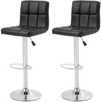 FDW Black Swivel Bar Stools PU Leather Padded with Back Height Adjustable Counter Stool Barstools Dining Chair,Set Of 2