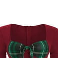 thumbnail image 3 of PENGXIANG Women‘s Spring Autumn Patchwork Dress Long Sleeve Square Neck Plaid Zipper A-Line Dress, 3 of 5