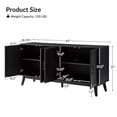 thumbnail image 7 of 4-door Wooden Storage Sideboard with Metal Handle Adjustable Feet Cabinet for Living Room Black, 7 of 7