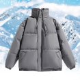 thumbnail image 2 of Men Solid Color Winter Stand Up Collar Loose Warm Versatile Clothing Casual Comfortable Trend Foreign Trade Jacket, 2 of 3