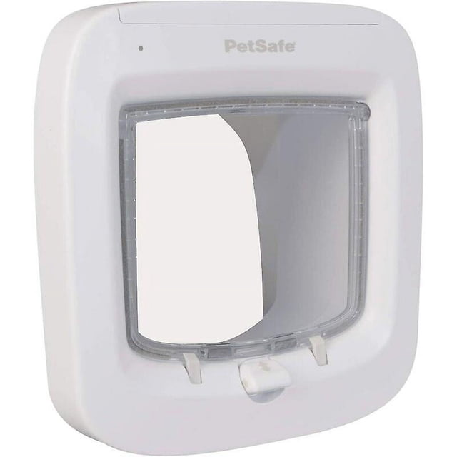 Nuevo producto, puerta para gatos con microchip, acceso selectivo, fácil instalación, 4 opciones de bloqueo manual, eficiencia energética, resistente al viento, conveniente, blanco