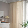 thumbnail image 6 of Vireellx Boho Curtains for Bedroom, Cream Hollow Crochet Stripes and Florals Print Cotton Linen Fabric Patchwork, Bohemian Beige Tassel Semi-Blackout Window Panel Farmhouse Drape, 6 of 7