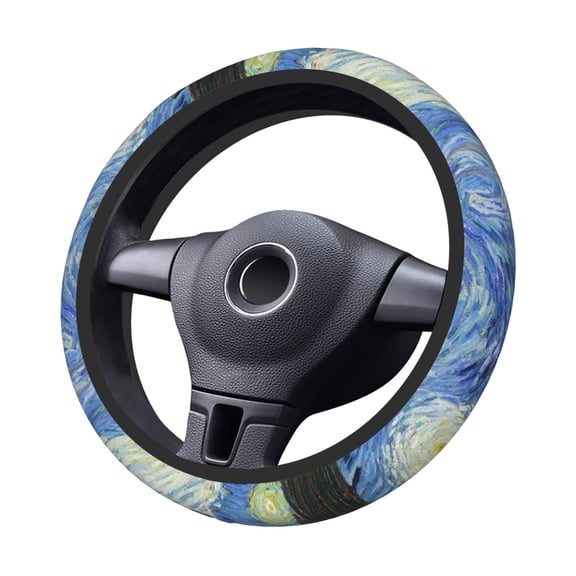 Kdxio The Starry Night Print Elastic Stretch Steering Wheel Cover,Auto Steering Wheel Cover,15 Inch Anti-Slip,Warm in Winter and Cool in Summer,Fit Suvs,Vans Cars,Trucks
