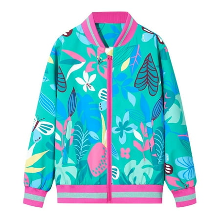 

Rgdypko Girls Long Sleeve Shirts Fall Jacket Sweatshirts Lightweight Zip Up Thin S Leaf Printing Windbreaker Windproof Coats Jackets For Children Boys Girls