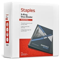 Staples Standard 3" 3-Ring View Binder White (26450-CC) 82639