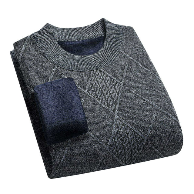 LNWUY Chandail Épais d'Hiver pour Hommes, Col Rond, Manches Longues, Tricot Épais, Texture Hivernale, Gris G
