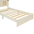 thumbnail image 7 of Twin Size Platform Bed with House-Shaped Headboard & Built-in LED Light, Wood Twin Bed Frame for Boys Girls, No Box Spring Needed, Milk White, 7 of 7