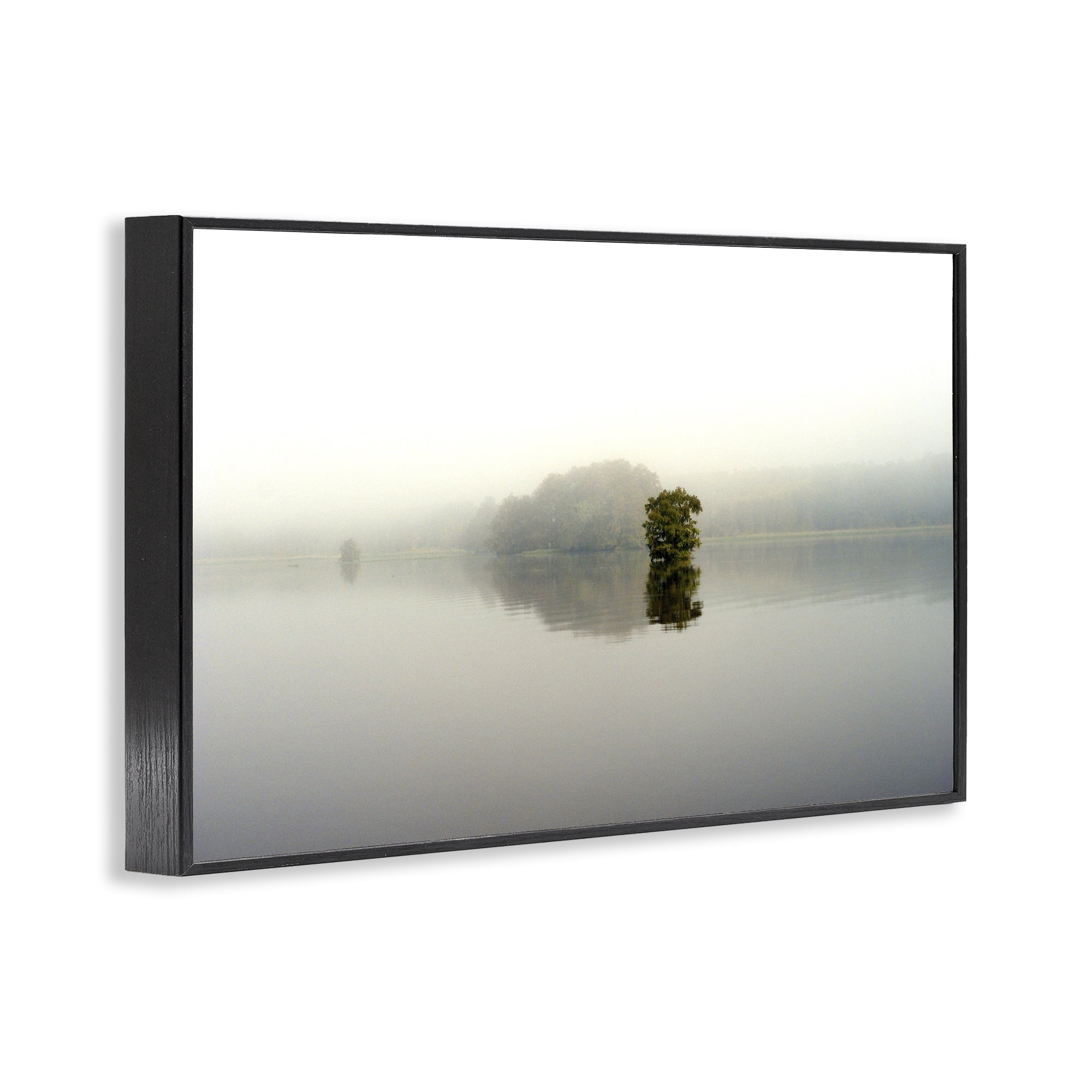 Stupell Industries Misty Lake Reflection Black Framed Giclee Art, design by Gail Peck