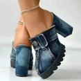 thumbnail image 4 of Mostsola Heels for Women Trendy Denim Closed Toe Dress Shoes Lug Sole Platform Slip on Shoes, 4 of 8