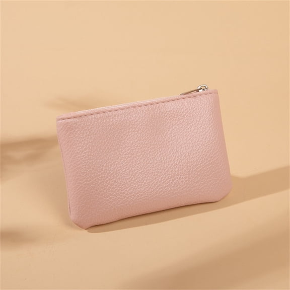 VALSEEL New Lychee Pattern Zipper Coin Purse Ultra-thin Short Card Coin Key Organizer Pouch Bag
