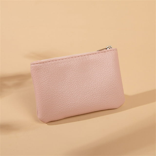 Xihbxyly Monedero Lychee, Diseño Minimalista de Bordado, Práctica Anilla para Tirar, Estilo Elegante y Refinado, Práctico Organizador de Llaves y Tarjetas, Esencial para Viajes, Ligero y Compacto.