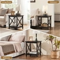 thumbnail image 6 of Yaheetech 2 Tiers X-Design Wood End Table Storage Display End Table Sofa Side Coffee Table, Espresso, 6 of 7