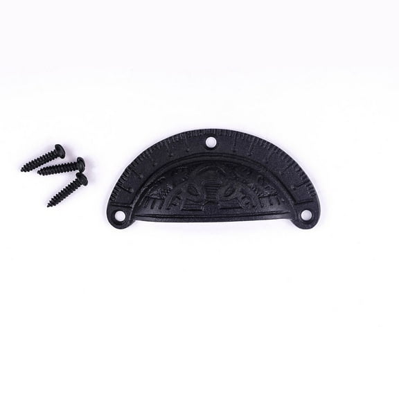 Antique Black Cabinet Drawer Cup Bin Pull Cast Iron 3.7" x 1.5" Kitchen Dresser Pull Handles Rust Resistant Bin Pulls with Hardware Renovators Supply