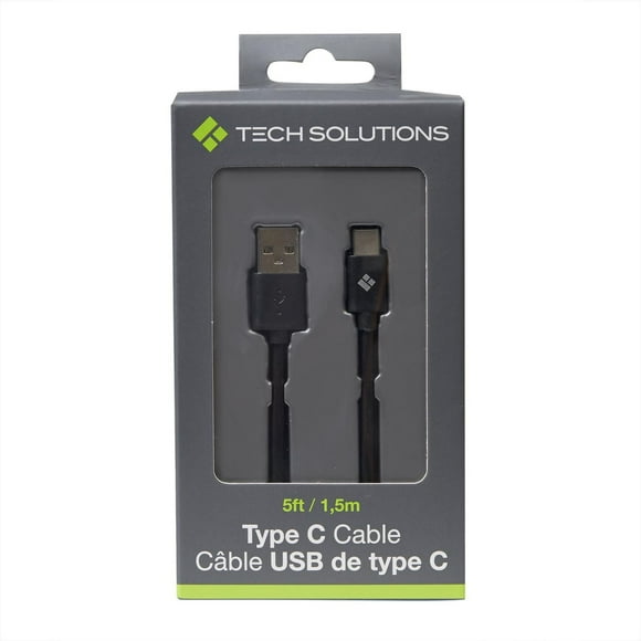 Tech Solutions 5 FT. Type C Cable Black