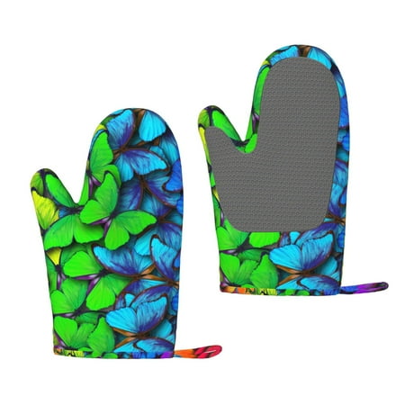 

Matuu Multicolored Butterflies for Silicone Oven Gloves Heat Resistant Grilling Gloves Non-Slip Silicone Oven Mitt Great for Grilling Kitchen and Cooking