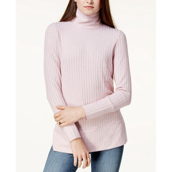 kensie Knit Ribbed Turtleneck Sweater Womens L Pink sweater MSRP $85