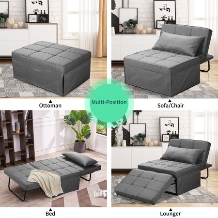 Ainfox Convertible Sofa Bed 4 In 1 Multi Function Folding Modern Ottoman Breathable Linen Couch Bed Guest Bed Lounge With Adjustable Sleeper Walmart Com Walmart Com
