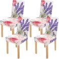 thumbnail image 1 of RYLABLUE Lavender Flowers Pattern Stretch Chair Cover Protector Seat Slipcover for Dining Room Hotel Wedding Party Set of 4, 1 of 5