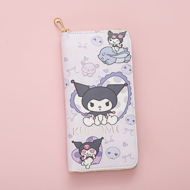 Sanrio Kuromi-cartera larga con dibujos animados para mujer, cartera fresca de gran capacidad para teléfono móvil, bolso de mano con cremallera para tarjetas, nuevo
