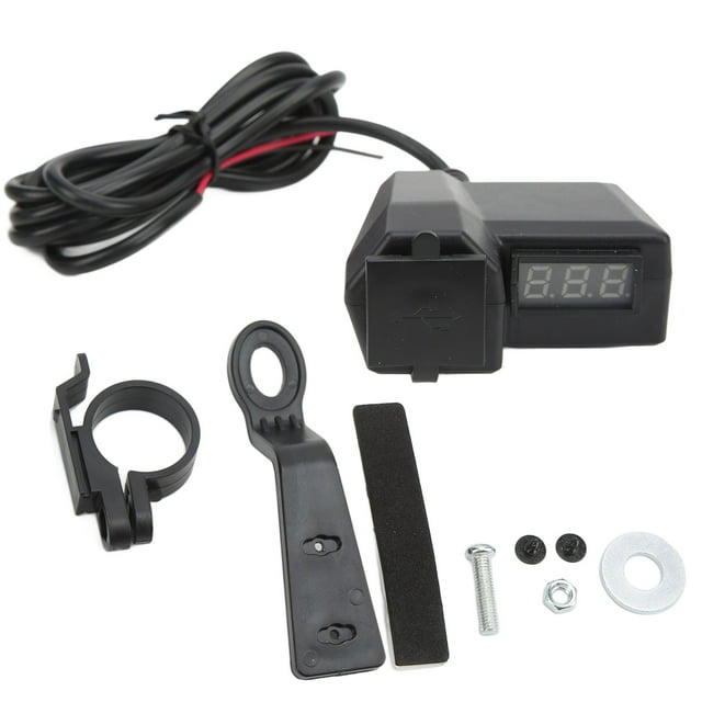 Cargador de coche USB dual con voltímetro LED rojo Entrada de 10?24 V Salida de 5 V 3.1 A para motocicletas, vehículos todo terreno UTV Teléfonos Tabletas GPS