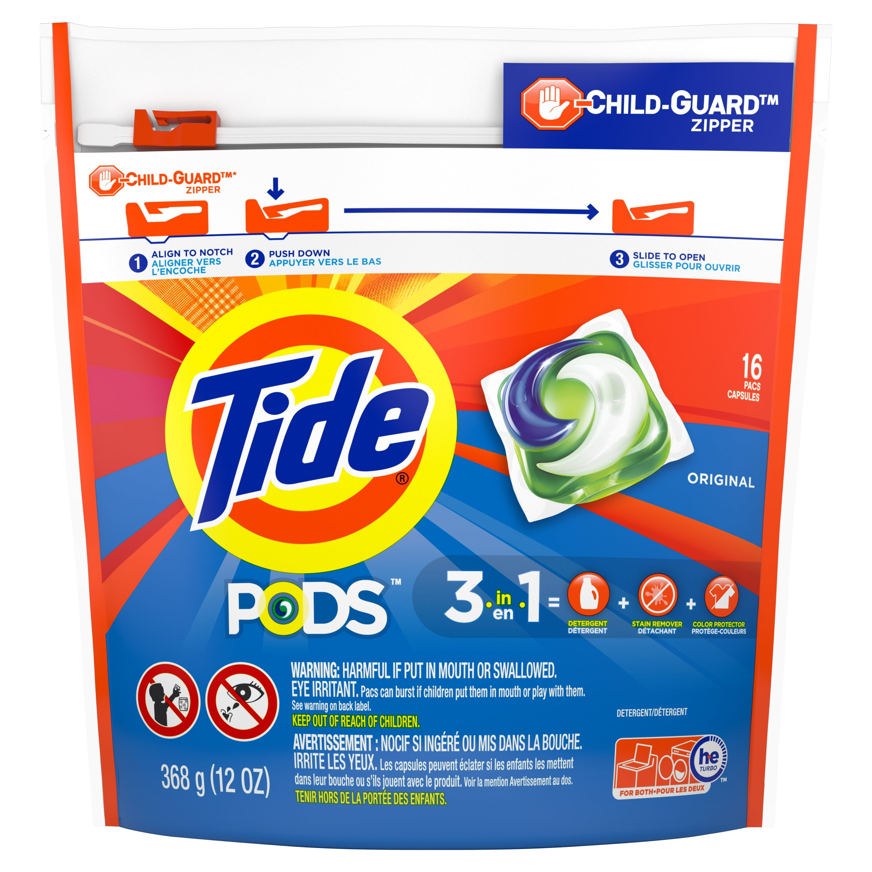  PODS Liquid Laundry Detergent Pacs, Original, 16 count - Walmart.com