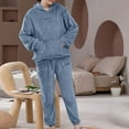 thumbnail image 7 of hotojiny Women's Fluffy Pajamas Set Fleece Sherpa Hooded Pullover with Pants Set Plush Sleepwear 2 Piece Pjs Set Fall Winter Outfit, 7 of 7