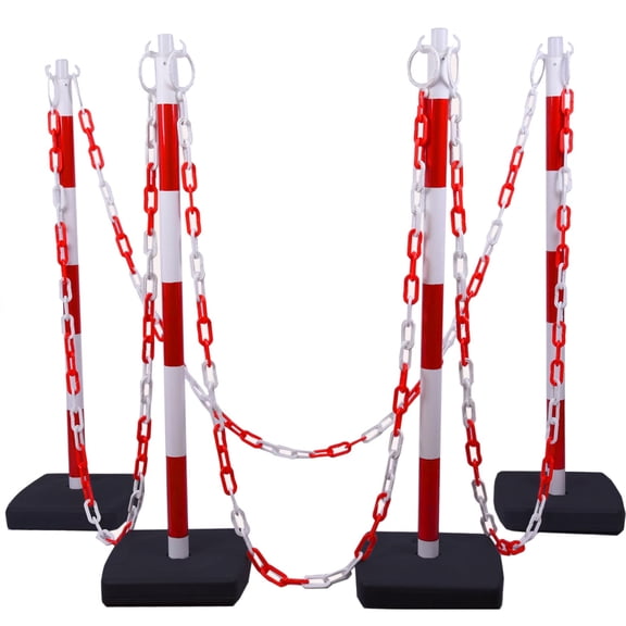 BESEA Chain Stanchion 4 Sets, Chain Stanchion for Outdoor, Base Traffic Cons Safety Cones for Parking