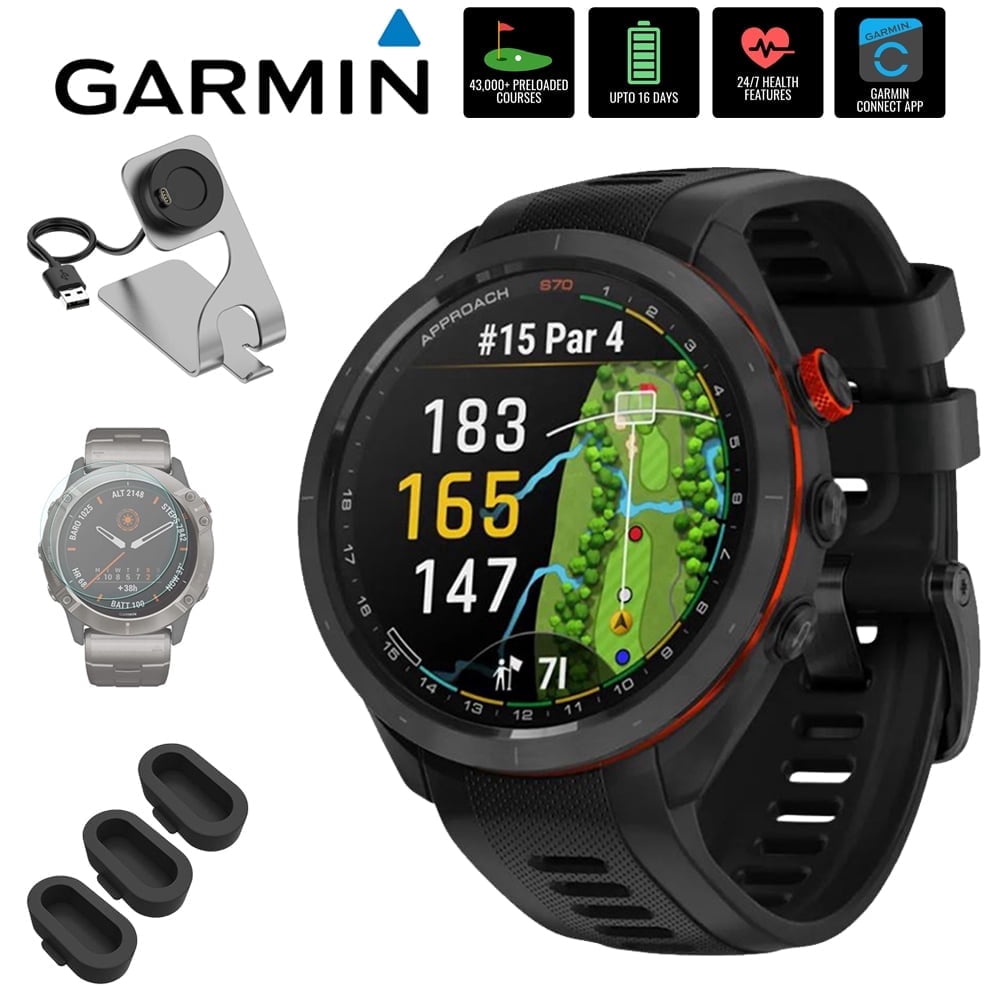 Garmin Approach S62 GPS Golf Watch (Black Bezel/White Band) W
