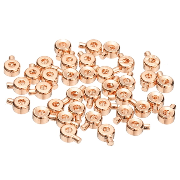 Uxcell 40 Pcs Crimp Beads, 3.2mm Copper Spacer Beads Connectors Loose Beading Findings End Stopper for Earrings Necklaces Bracelets Pendant DIY Crafts, Rose Red