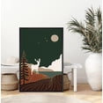 thumbnail image 2 of PixonSign Framed Wall Art Print Set Deer in The Golden Green Night Forest Animals Wilderness Illustrations Modern Art Farmhouse/Country Colorful Dark for Living Room, Bedroom, Office - 16"x24" Black, 2 of 5