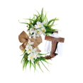 thumbnail image 4 of Corona de Pascua con cruz rústica, ramo floral simulado, guirnalda para puerta de entrada blanco 35cm, 4 of 9