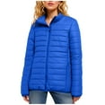 thumbnail image 4 of Sexlip Women's Puffer Jackets Quilted Packable Puffy Coats Lightweight Winter Warm Zip Up Down Jacket Stand Collar Blue S, 4 of 6