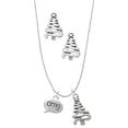 thumbnail image 1 of Delight Jewelry Silvertone Text Chat - omg - Oh My God - Silver tone Zig Zag Christmas Tree Charm Necklace and Stud Earrings, 1 of 4