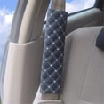 thumbnail image 4 of 2 hombreras para cinturón de seguridad de coche: cuero negro línea roja + cuero negro línea blanca, 4 of 5