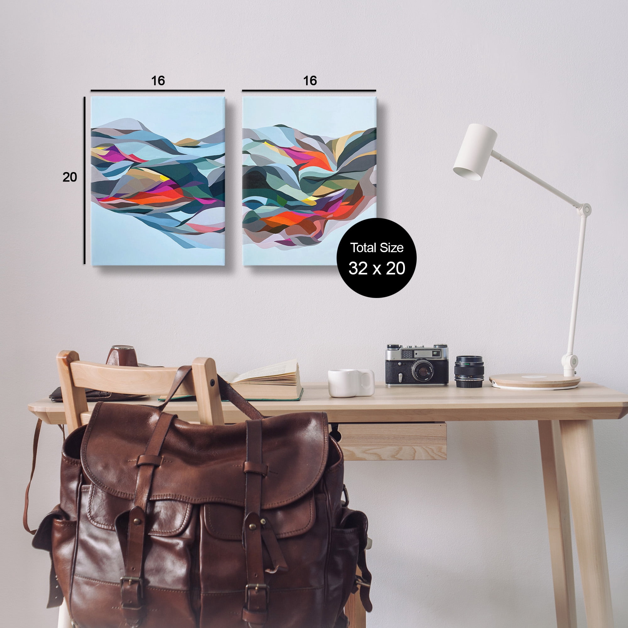 Stupell Industries Patterned Mountain Abstraction Abstract Painting Gallery Wrapped Canvas Art Print Wall Art, 16 x 20, Set of 2