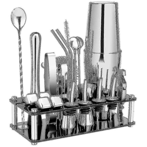 Cocktail Shaker Set, Boston Stainless Steel Bartender Kit With Acrylic Stand & Cocktail Recipes Boo
