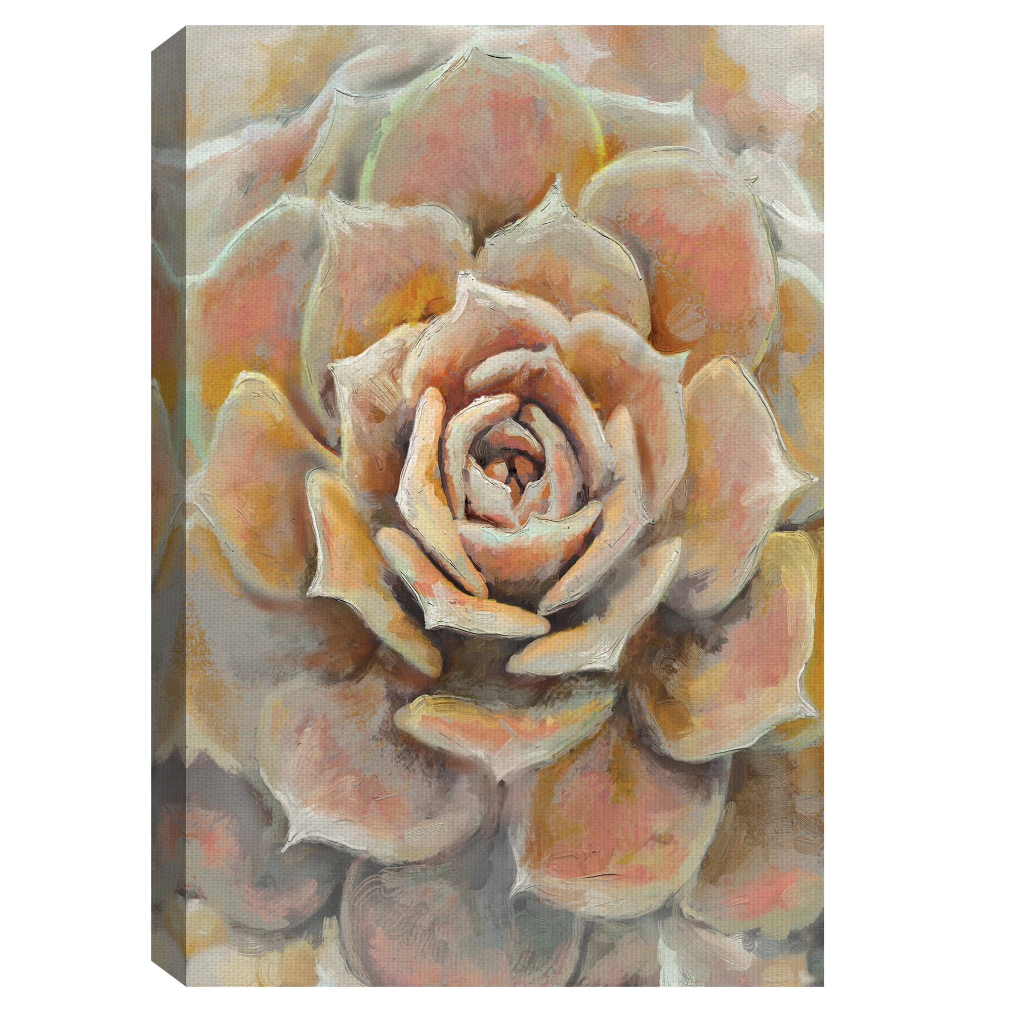 Masterpiece Art Gallery Desert Bloom Orange Succulent by Studio Arts Canvas Art Print 24" x 36"